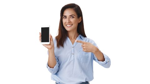 muchacha celular recortada